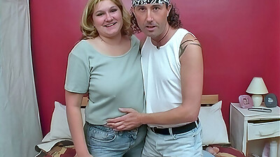 Plump and Chubby Bodied Blonde Gets Fucked by a Skinny Man