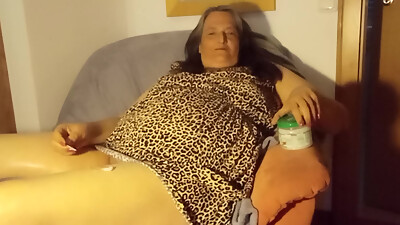 I just wanted to put on cream... but my body had other plans. Eva Pur in a leopard dress