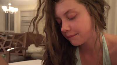 POV-Elena oils her perfect ass, sucks your hard cock then crawls to the bedroom for a raw creampie in her unprotected pussy.