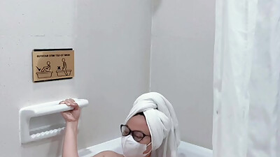 The charm of a black kebaya woman takes a shower and masturbates